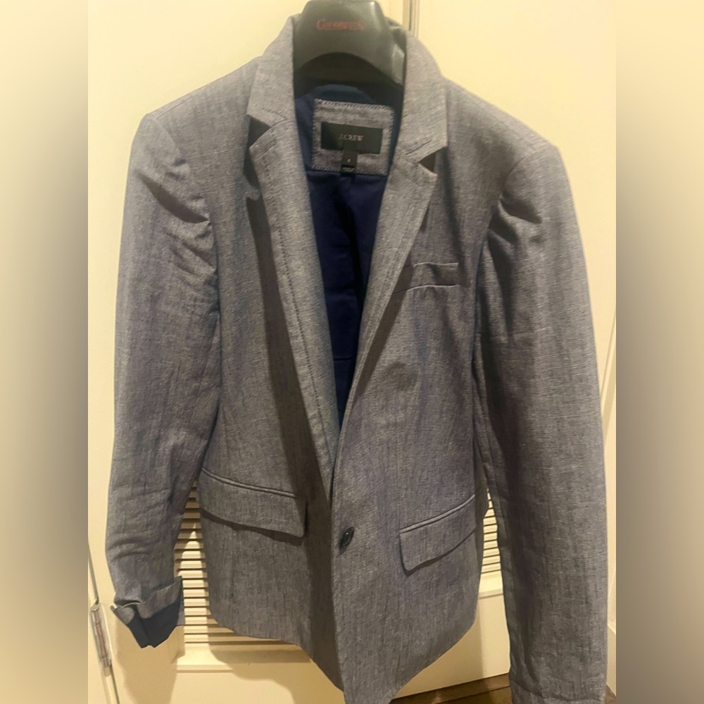J. Crew Blazer 100% Cotton Brushed Blue/Grey